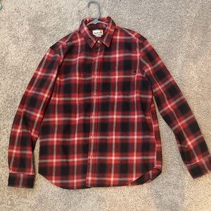 Timberland Red and Black Checkered Button-Down Shirt